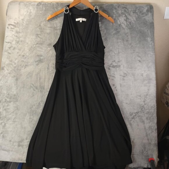 Evan Picone Women's 8 Black Backless Bodycon Mini Dress – Ruched,‎ Long Sleeve - Picture 1 of 10